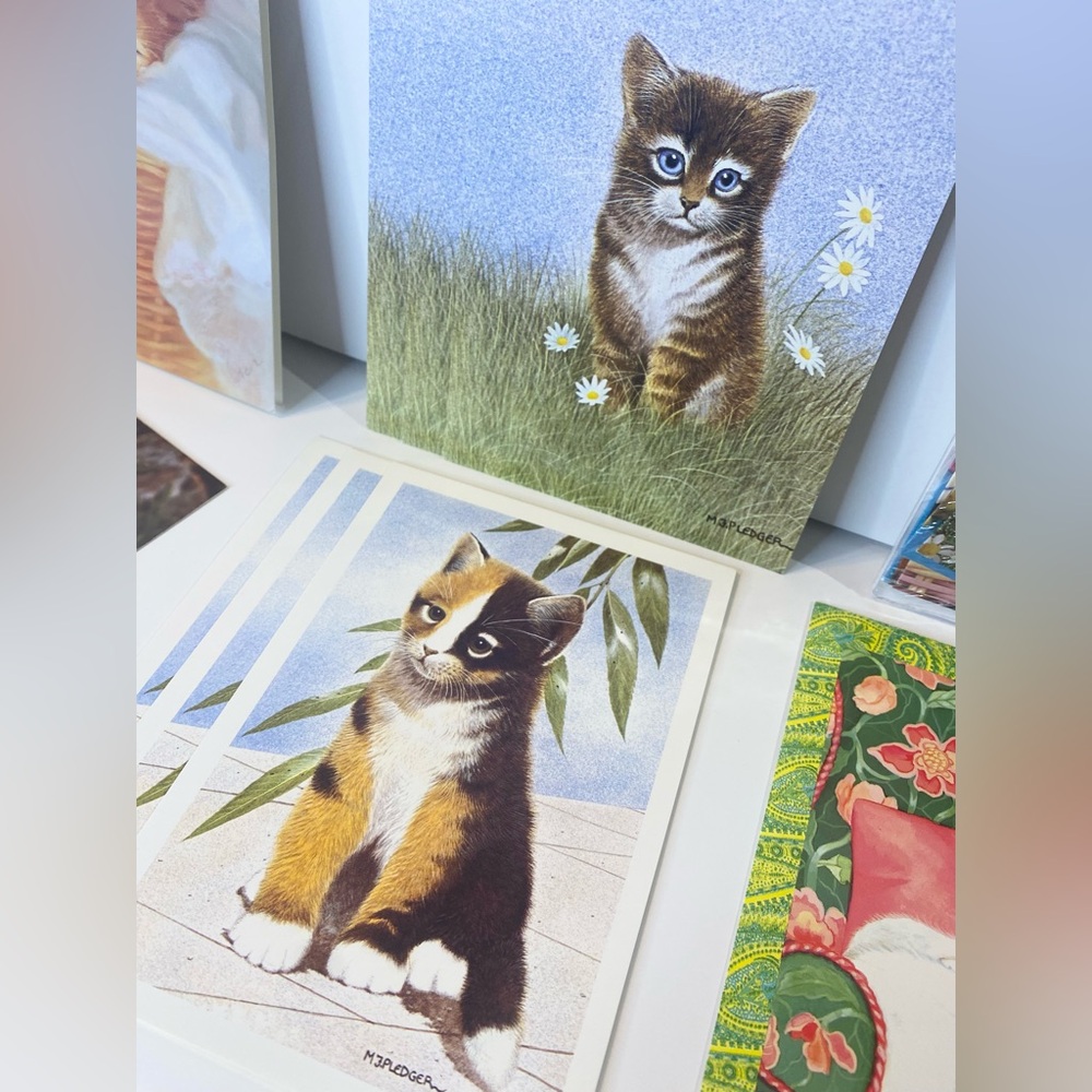 Vintage Greeting Cards 28 Cat Lovers Birthday Blank Cards Feline Occasionals Art